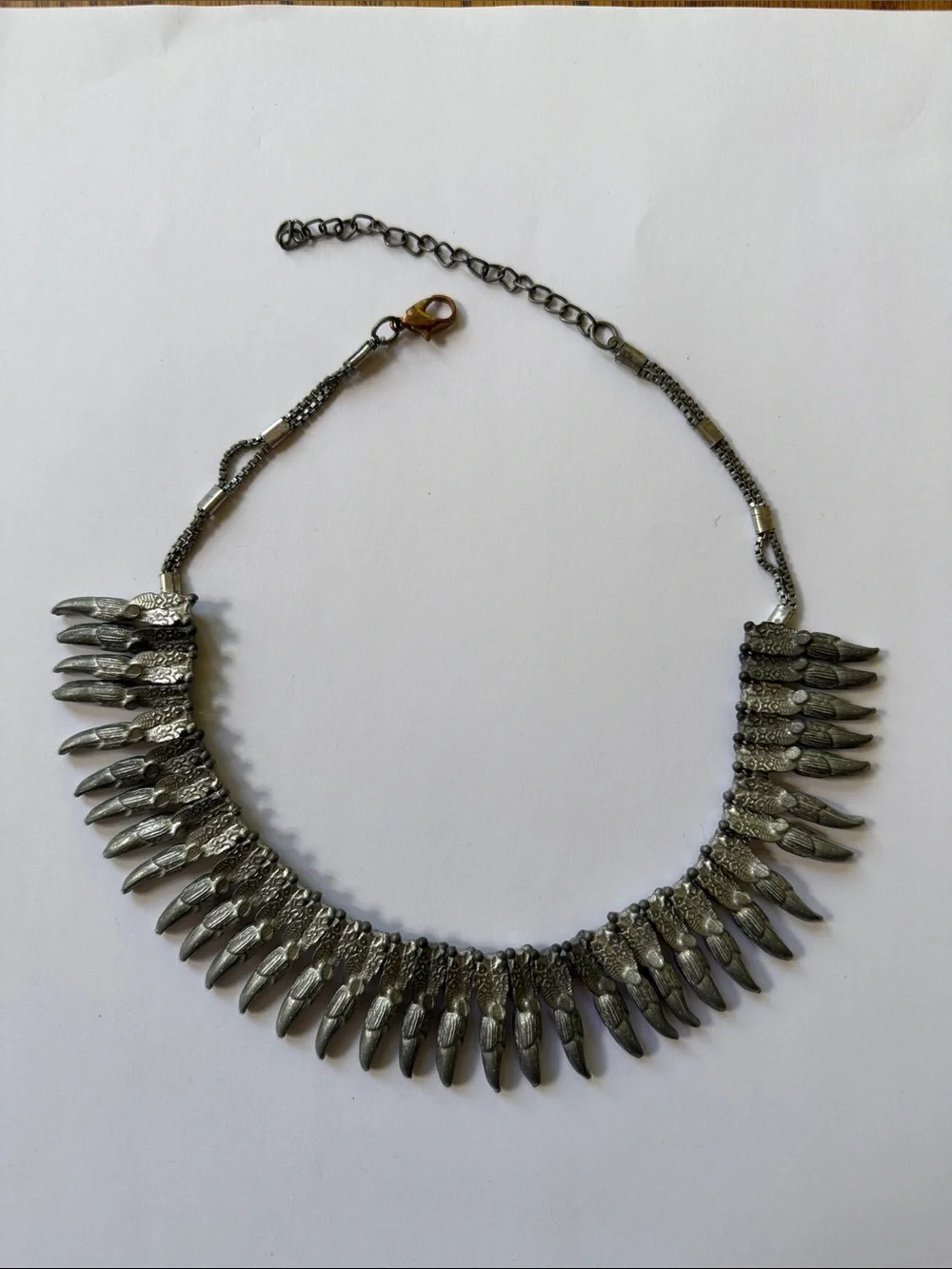 Antique Silver-Tone Spike Bib Necklace